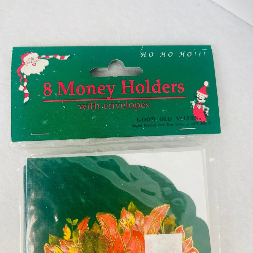Vintage Christmas Money Holders 8 Pack Poinsettia Seasons Greetings Regent 91060